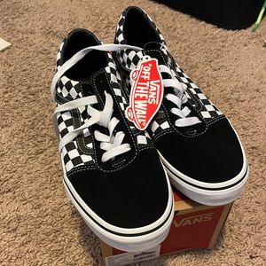 Black and white youth Vans. New with tags and box